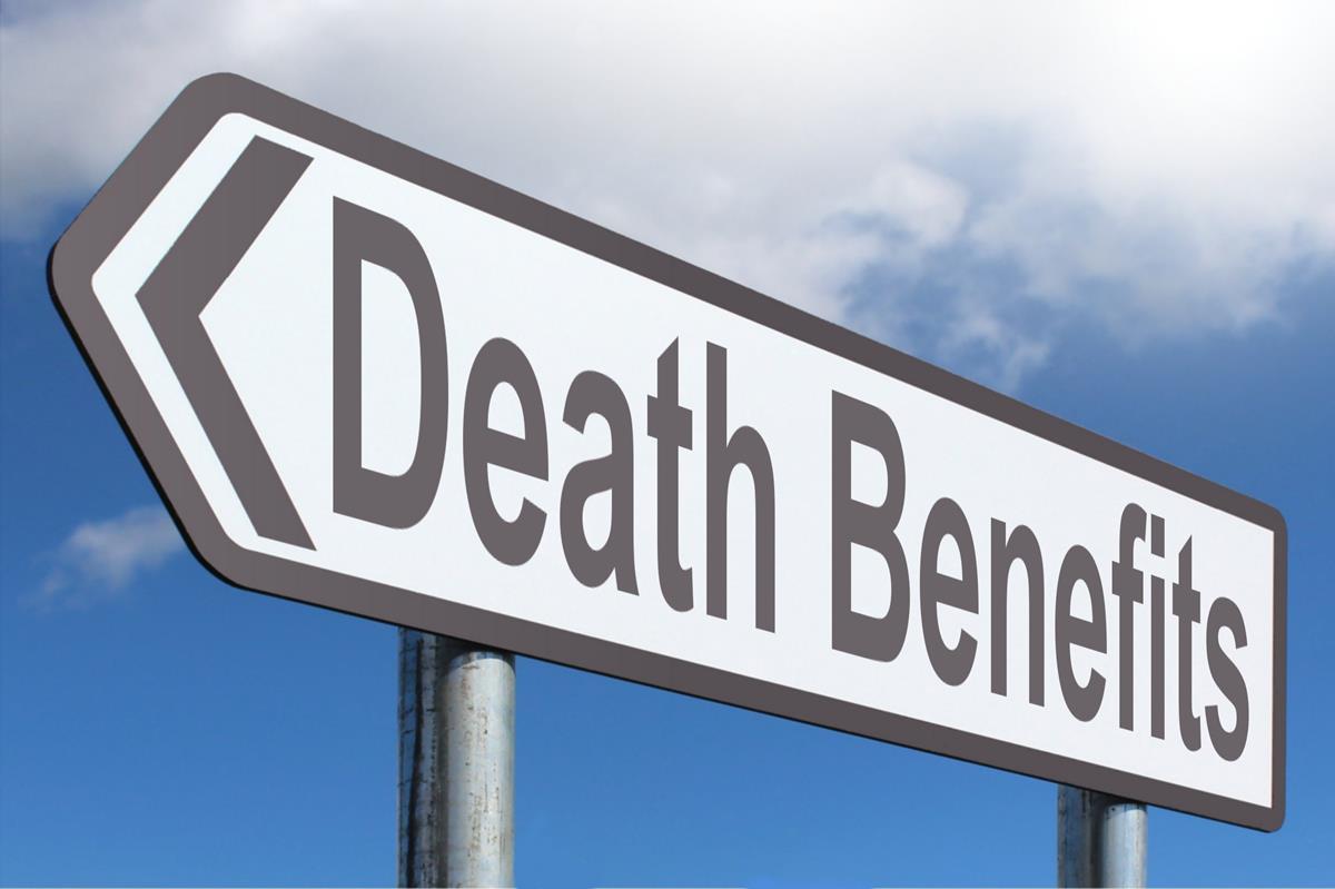 Death benefits road sign with arrow